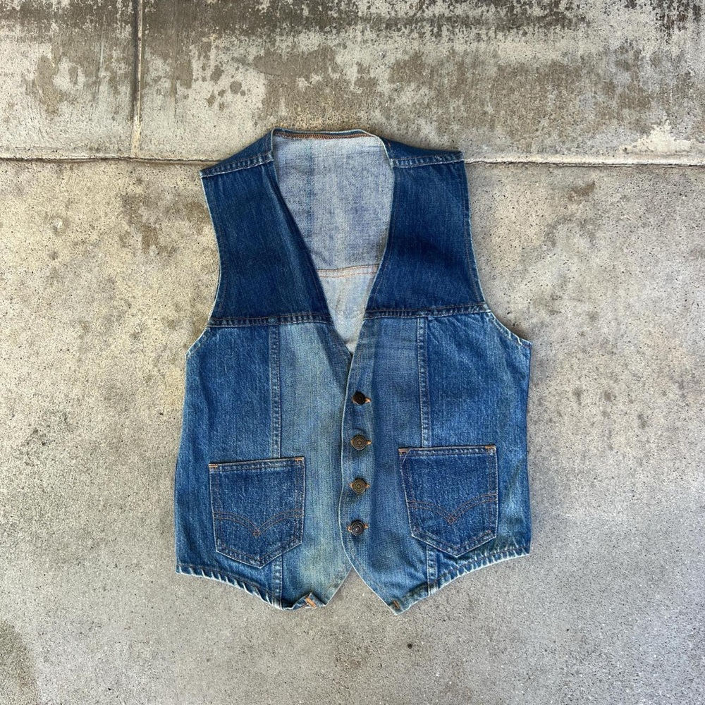 Recycled Denim Vest size 8 with adjustable buckle